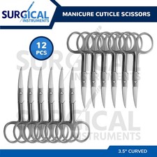 12 pcs Cuticle Scissors ManiCure Pedicure Nail Sewing Embroidery 3.5" Curved