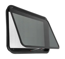 RV Exit Window, 36" W x 22" H Tinted RV Window with Net Screen and Trim Ring,...