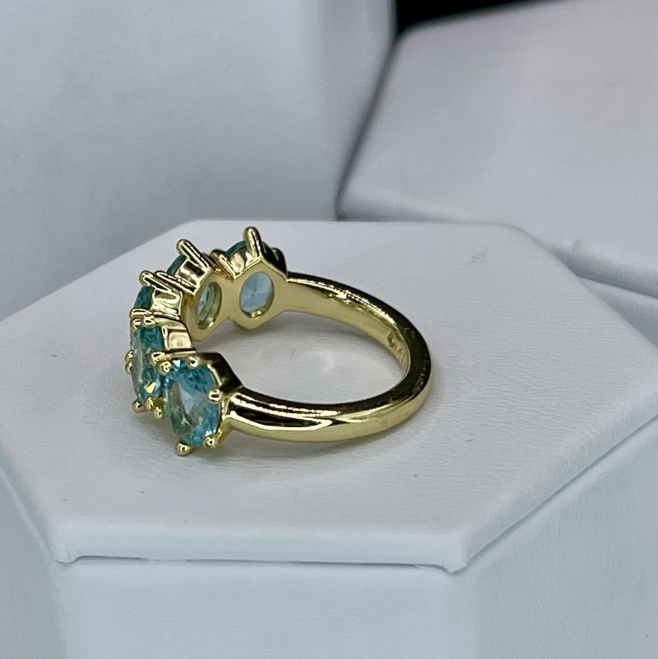 Anillo Kendra Scott Cailin Tono Dorado Cristal Banda en Cristal Aqua Talla 4 Foto 3 de 4