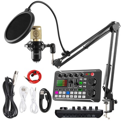 Podcast Microphone Bundle, BM-800 Condenser Mic with Live Sound Card Kit, Pod...