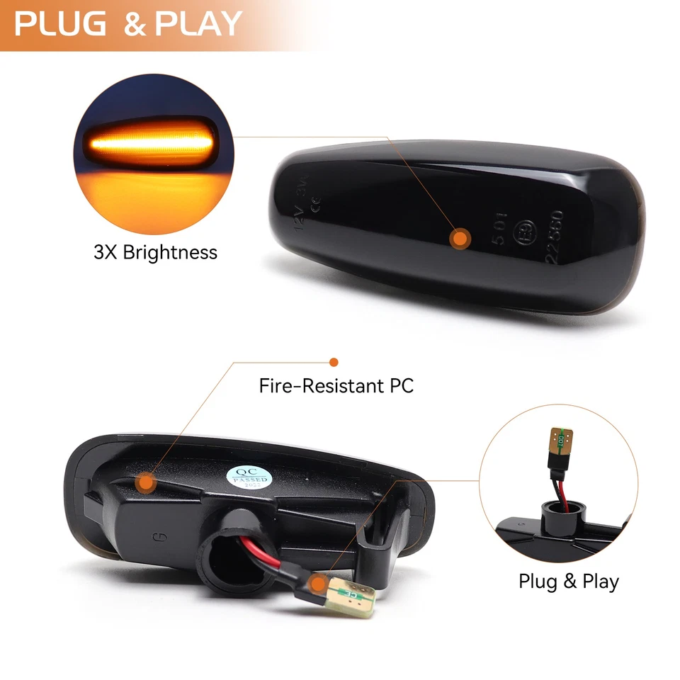 2 frecce laterali a LED nere chiare per Hyundai i30 Hatchback 2007-2011 Kia Ceed I - Immagine 2 di 4