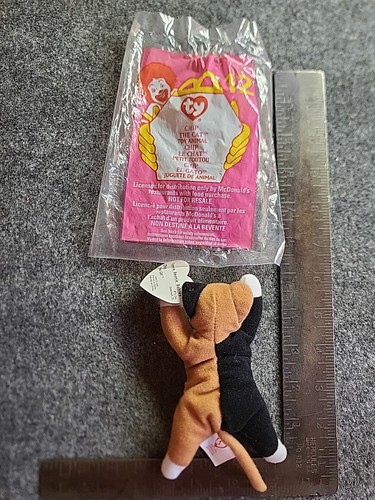 McDonalds Happy Meal Mini Ty Beanie Baby 1999 #12 Chip The Cat geöffnete Tasche