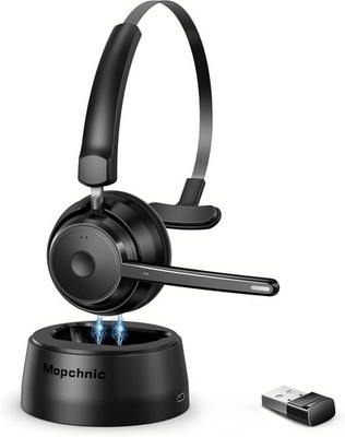 Mopchnic Bluetooth Headset Wireless Headphone with AI Noise-Canceling Microphone