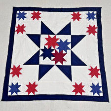 Handmade Patriot Star Baby Quilt Top 47x47" Pieced BABY/BED/Wall Decor