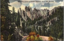Postcard SD Black Hills - Horseshoe Curve on Needles Highway