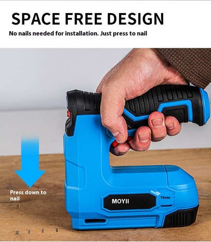 Pistola per Unghie Graffetta Elettrica Senza Fili 2 in 1 per Legno Tappeto Tessuto - Foto 13 di 15