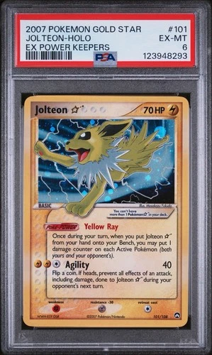 Pokémon TCG Jolteon Gold Star Card #101/108 Power Keepers PSA 6