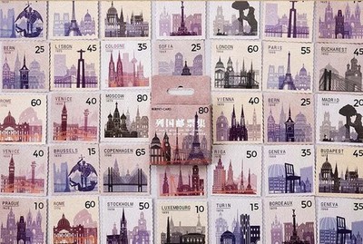 Retro Style Briefmarken Aufkleber Flocken, Poststempel Weltreise Stil Decora