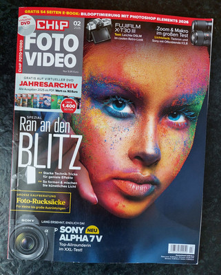CHIP FOTO VIDEO 02/2026 Sony Alpha 7 V Test Blitz Fotografie Magazin sehr gut
