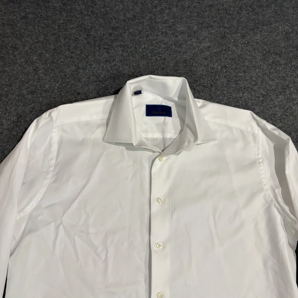 Camisa David Donahue Botones Hombre Talla 16 Blanca Manga Larga Calce Clásico Foto 4 de 4