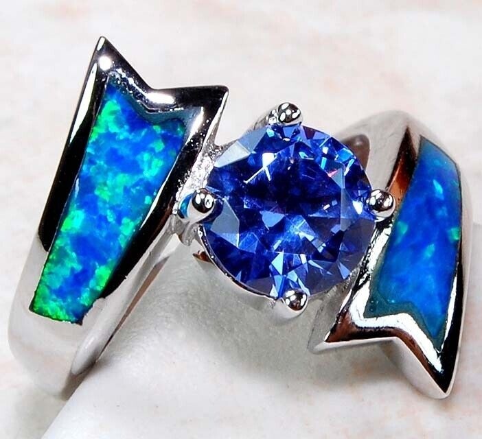 Australian Opal Inlay 925 Solid Sterling Silver Ring Sz 7 GA4-6