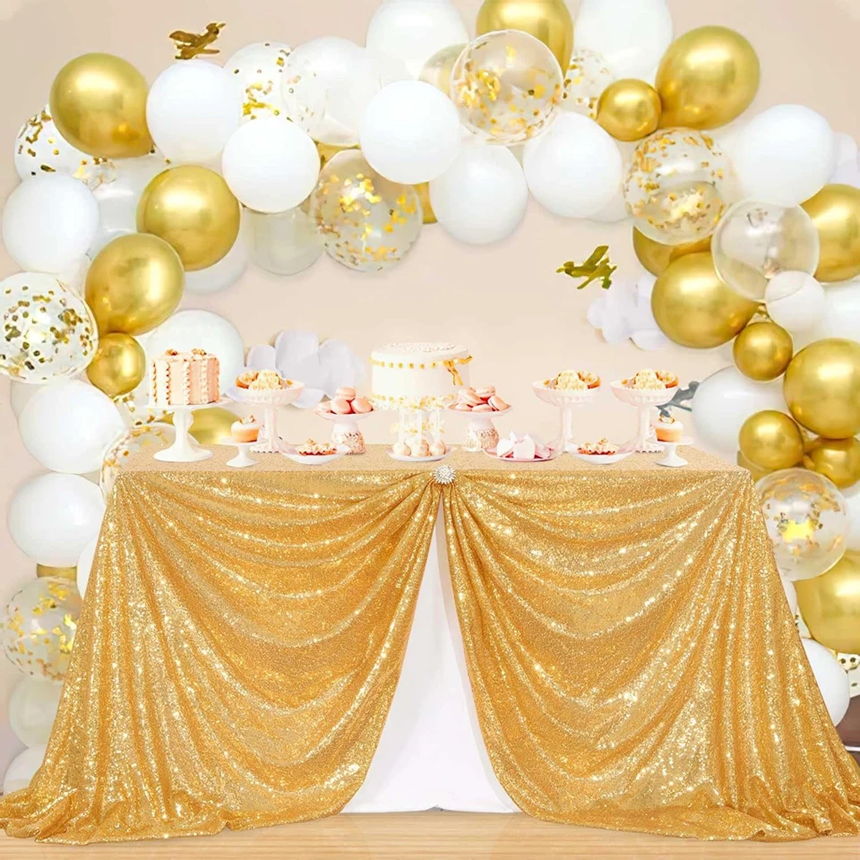 Скатерть с золотыми блестками 60X102 дюйма блестящий прямоугольный блестящий стол - Изображение 2 из 4
