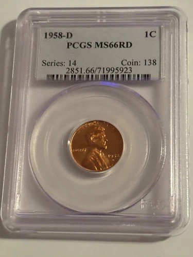 1958-D  LINCOLN CENT  PCGS MS 66 RED