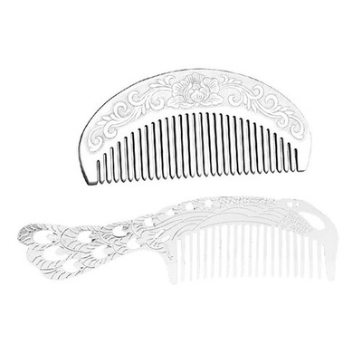 2pcs hohlige Kamm-Make-up Comb Health Care Praktisch (Silber)