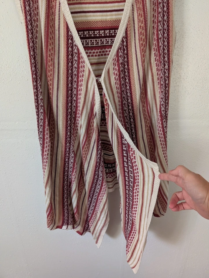 Aventura Rayas Frente Abierto Largo Tejido Cárdigan Chaleco Plumero XL Boho Lagenlook Foto 3 de 4