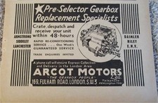1953 Arcot Motors Gearbox Replacement ad from the UK