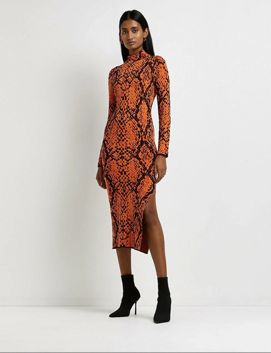 Orange snake deals print dress