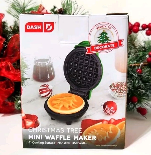 Dash 4-Inch Mini Holiday Waffle Maker for Christmas Tree-Shaped Waffles - New-image