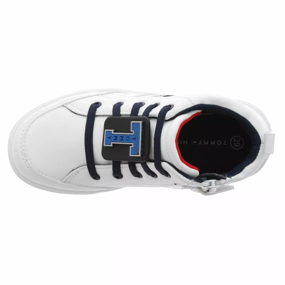 Chaussures Enfant tommy hilfiger Basket Blanc en Cuir Zip Lat rale
