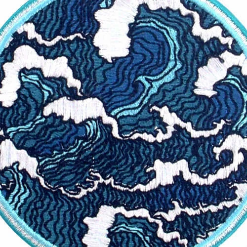 Embroiderey Patches clothing accessories Iron sew on fabric badges Sea Wave 886R - Image 2 of 4