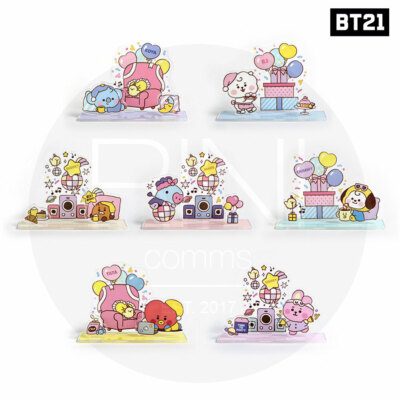 BTS BT21 Official Authentic Goods Acrylic Stand Calendar Party Ver + Tracking Nu