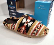 Isotoner Fleece Fairisle Scuff Slippers Mens Large 9.5-10.5 Dark Chocolate NEW
