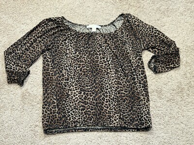Michael Kors Womens Shirt Sz Small Multicolor Animal Print Soft Classic Comfort