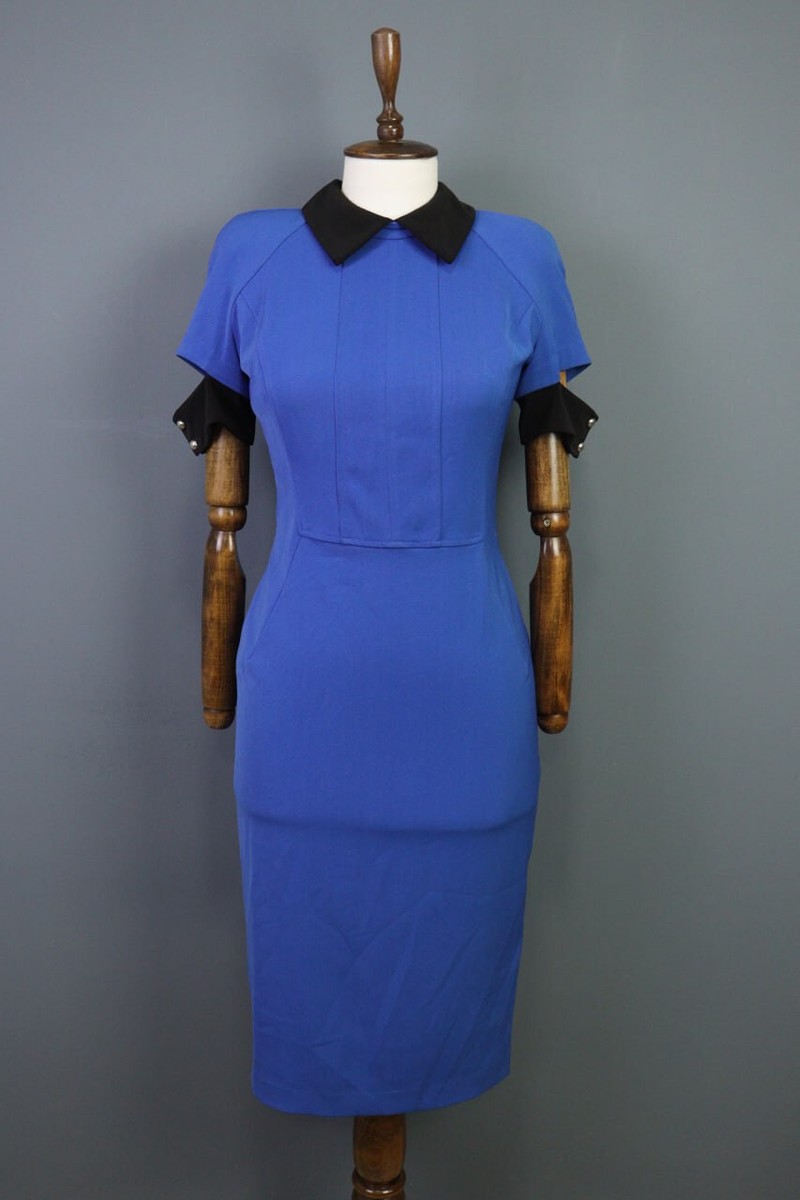 VICTORIA BECKHAM 1125DJE006005APALE 関税送料込 VICTORIA BECKHAM Blue Short Sleeve Back Zip Bodycon Evening