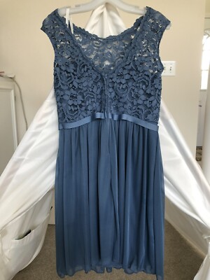David's Bridal F17019 Short Lace And Mesh Bridesmaid Dress Size 10 Steel Blue | eBay David's Bridal F17019 Short Lace And Mesh Bridesmaid Dress Size 10 Steel Blue | eBay