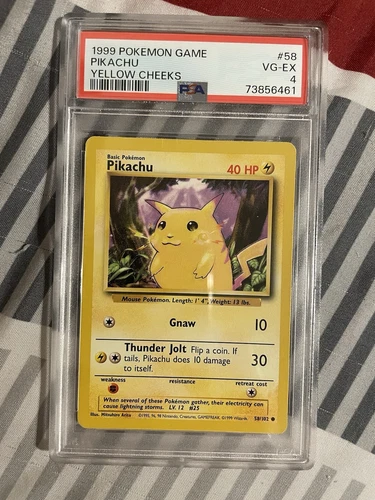1999 Vintage Pokemon Base SetPikachu Yellow Cheeks WOTC Unlimited PSA 4