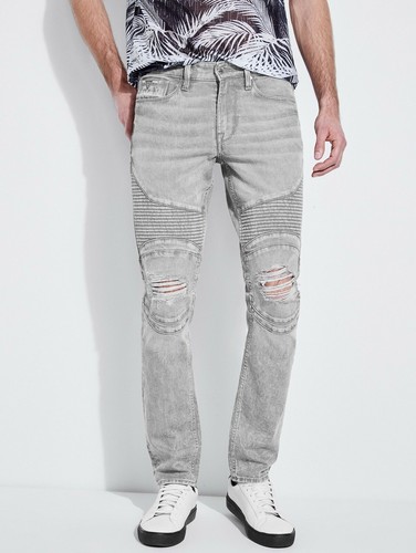 Slim Tapered Abrasion Jeans – Gray 