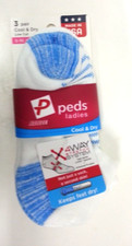 3Pair Peds Ladies Women's Active Low Cut Blister Free Socks Size 5-10 White-Asst