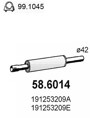 Silencieux central ASSO 58.6014 pour restaurer le confort de votre VW Golf II Jetta