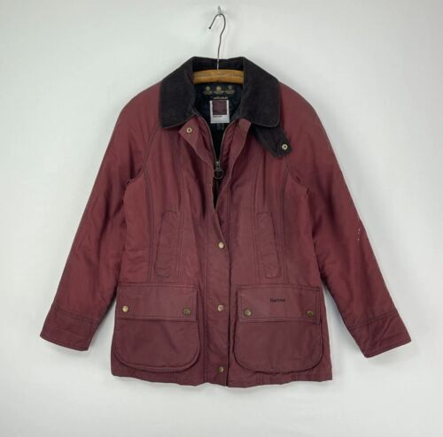 Barbour Pantone Wax Jacket Womens 10 Red Waxed Classic Country Rain Coat - Picture 1 of 20