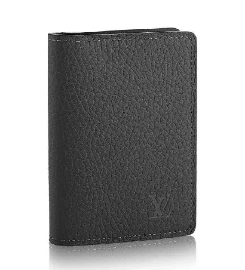 Louis Vuitton Taurillon Leather Anthracite Grey LV Logo Pocket Organizer Wallet