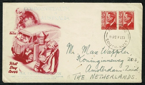 AUSTRALIA 1951 FDC 3d denomination due to revised postal fees SG22