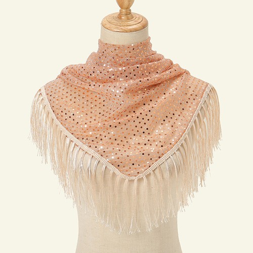 Arab Summer Lightweight Shawls Women Muslim Scarf Sequin Tassel Triangle Wraps - Picture 18 of 21