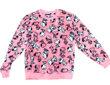 Peanuts Snoopy All Over Print Pink Fleece Ladies Sweatshirt Lounge Top MEDIIUM