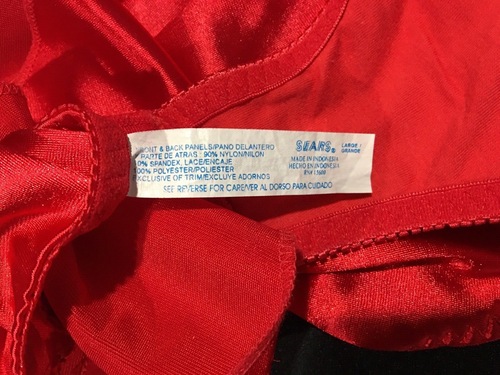 Vtg Red Nylon Second Skin Satin Lace Bikini Panty L - Picture 6 of 6