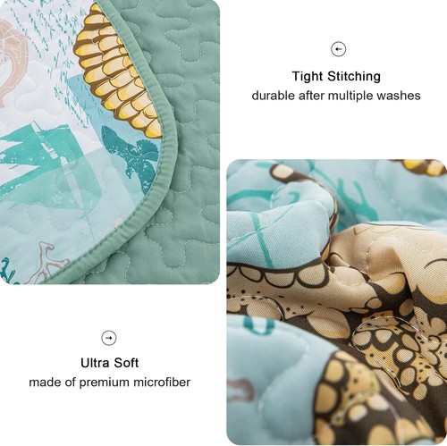 Nautical Quilt Set Queen Coastal Beach Pattern Quilt Coverlet Set Coastal Seasta - Picture 5 of 8