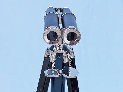 62" Nautical Brass Binocular Telescope 15x Black Floor Tripod Stand Marine gift - Picture 6 of 7