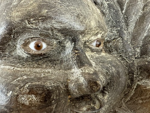 2 Vintage WOOD Carved ANGEL Cherub With Glass Eyes - Afbeelding 10 van 20