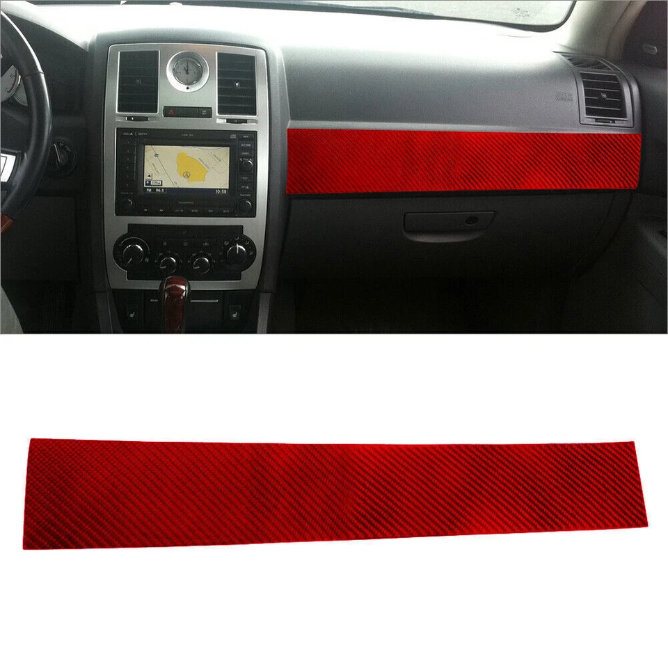 Kit completo de acabamento de tampa de painel interior fibra de carbono vermelho para Chrysler 300 2005-2007 - Imagem 4 de 4