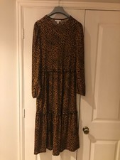 Topshop mustard animal printed long sleeves maxi dress size 14