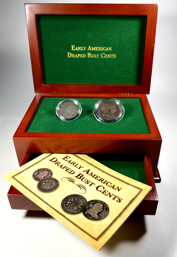 Early American Draped Bust 1Cs 1803 Large Cent & 1808 Half Cent in Display RC531 - Picture 6 of 12