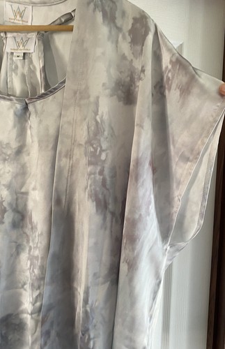 Weeks Weatherly Pajama Camisole & Jacket Satin silk White Grey Women’s Size Med - Picture 7 of 11