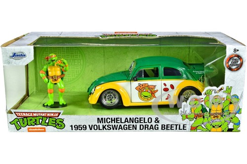 1959 VOLKSWAGEN DRAG BEETLE & MICHELANGELO FIGURE "TNMT" 1/24 DIECAST JADA 33741 - Picture 9 of 9