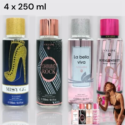 4 X VV LOVE SECRET FRAGRANCE 250ML BODY MIST SPRAY FOR HER Perfume Women Gift