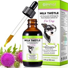 Milk Thistle for Dogs, Natural Dog Silymarin Antioxidant with Curcumin & Omega-3