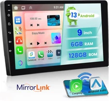 6+128GB 9 Inch 2DIN Car Stereo Radio Android 13 Carplay GPS Navi BT WIFI IPS MP5